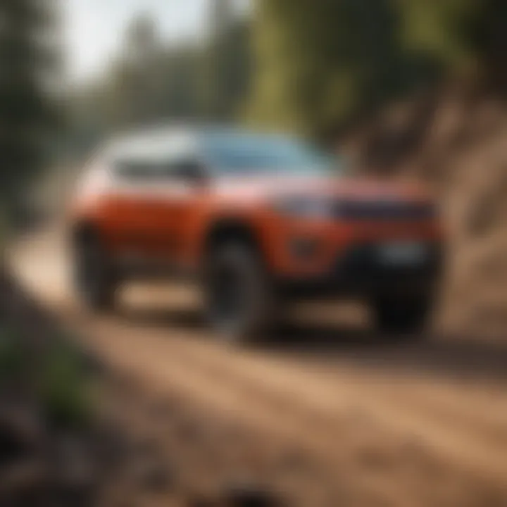 Dynamic action shot of the Jeep Compass navigating rough terrain