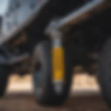 Advanced Shock Absorber Technology in the Mojave Close-up of Jeep Gladiator Mojave suspension components showcasing shock absorber technology