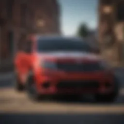 Front view of the Jeep Grand Cherokee SRT showcasing its aggressive styling.