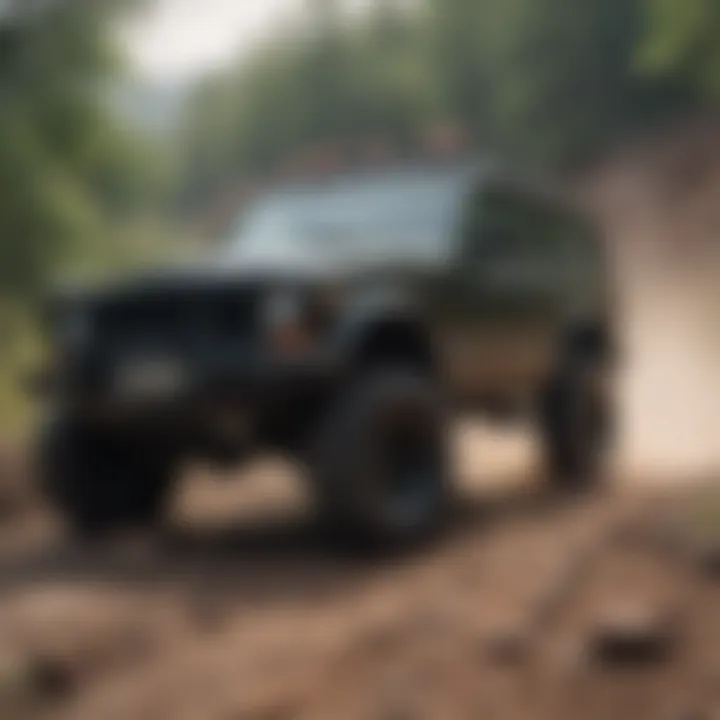 Jeep XJ on rough terrain showcasing enhanced steering performance