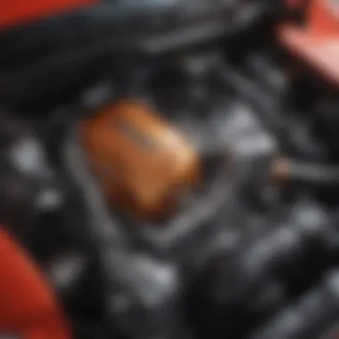 Powerful Engine Components of the Kia Stinger Scorpion Detailed view of the Kia Stinger Scorpion's powerful engine components