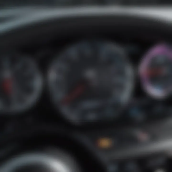 Close-up of the Kia Stinger Scorpion's advanced performance dashboard