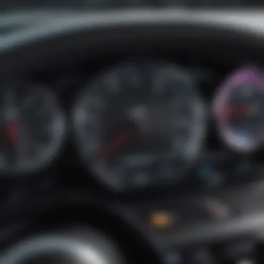 Advanced Performance Dashboard of the Kia Stinger Scorpion Close-up of the Kia Stinger Scorpion's advanced performance dashboard