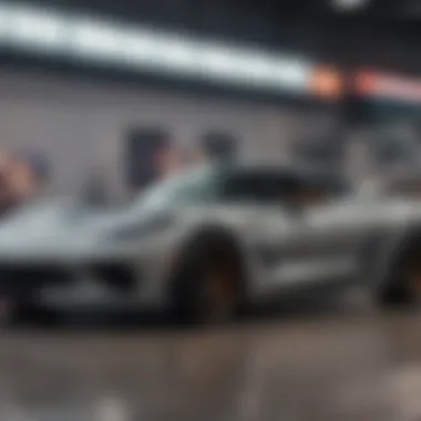 Custom Corvette with Lambo doors at an automotive show