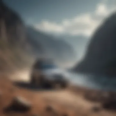 Navigating Rocky Terrain with Land Rover Land Rover vehicle navigating rocky terrain