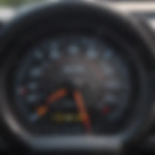 Close-up view of a vehicle dashboard showing odometer readings.