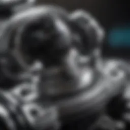 Close-up view of a Mustang fuel pressure regulator showcasing its intricate design.