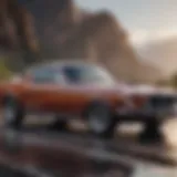 A sleek Mustang parked against a scenic backdrop