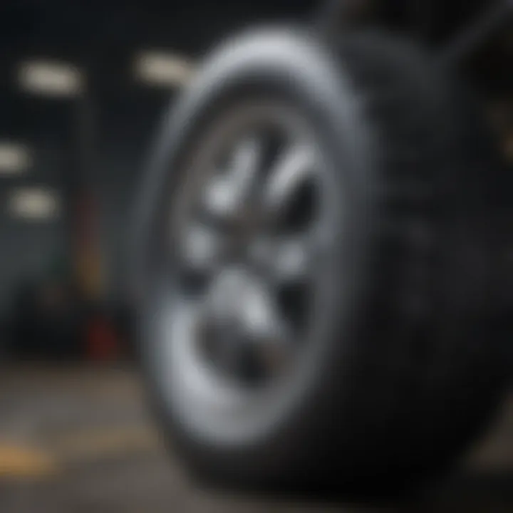 Close-up of a drag radial tire showcasing tread design