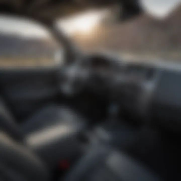 Interior view of the Nissan Frontier Crew Cab highlighting technology features