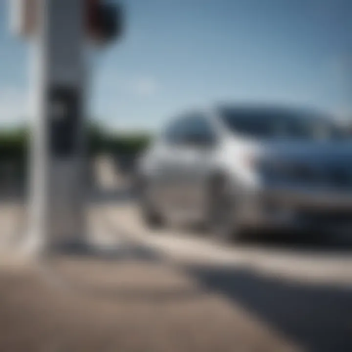 Nissan Leaf charging at a modern EV station