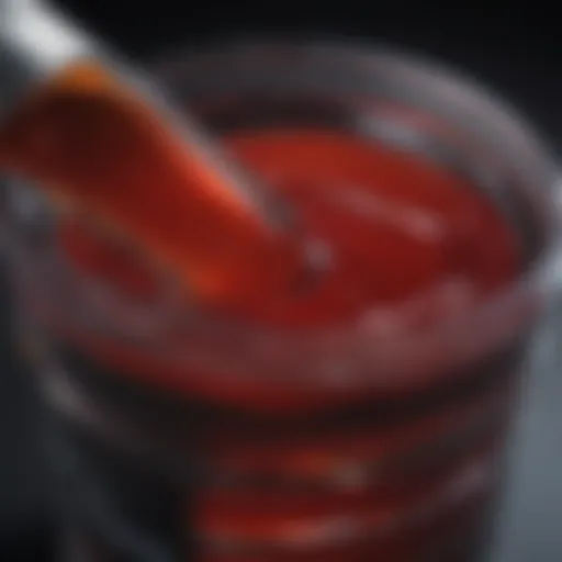 Close-up of fresh transmission fluid in a container