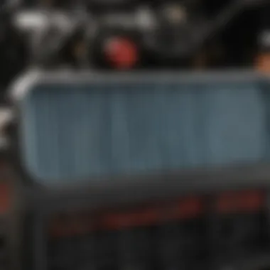 Close-up view of an air filter's filtration system