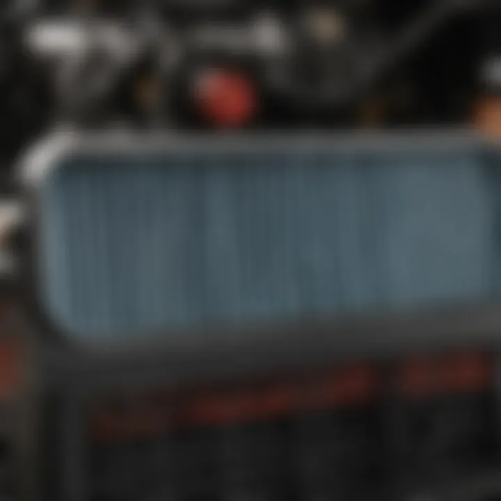 Close-up view of an air filter's filtration system