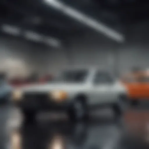 Historic Peugeot dealership showcasing classic models