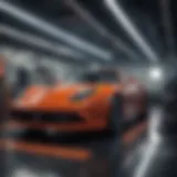Interior view of a modern automotive repair facility showcasing advanced technology