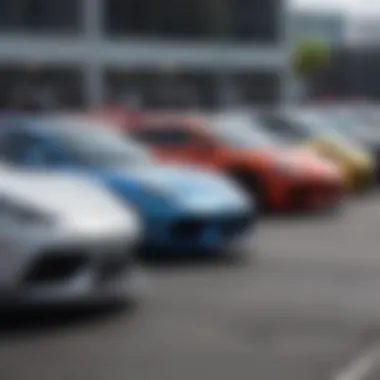Diverse Selection of Performance Cars An array of 400 HP cars lined up, demonstrating variety and style