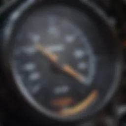 Close-up view of a pressure gauge on an advanced automotive engine