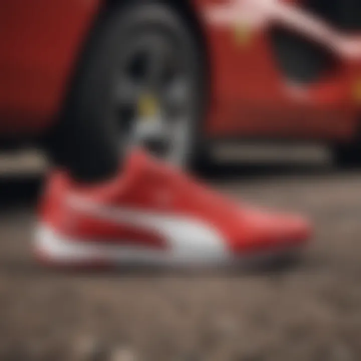 Close-up of the innovative sole design of Puma Ferrari Driving Shoes