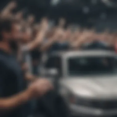 Community Spirit An enthusiastic crowd cheering at an automotive event