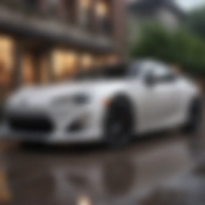 Sleek exterior design of the Scion FR-S showcasing its aerodynamic curves