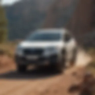 Terrain Performance of Subaru Solterra Subaru Solterra navigating through a rugged landscape