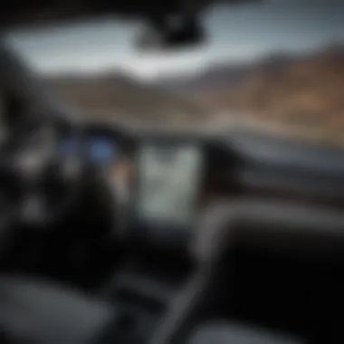 Interior view of Tesla Work Truck with advanced technology dashboard