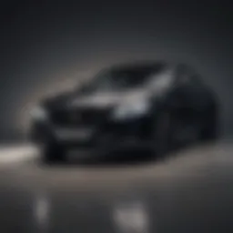 Sleek front view of the all-black Jaguar XF showcasing its bold grille and streamlined silhouette