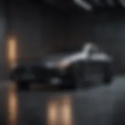 Sleek matte black car showcasing modern automotive design