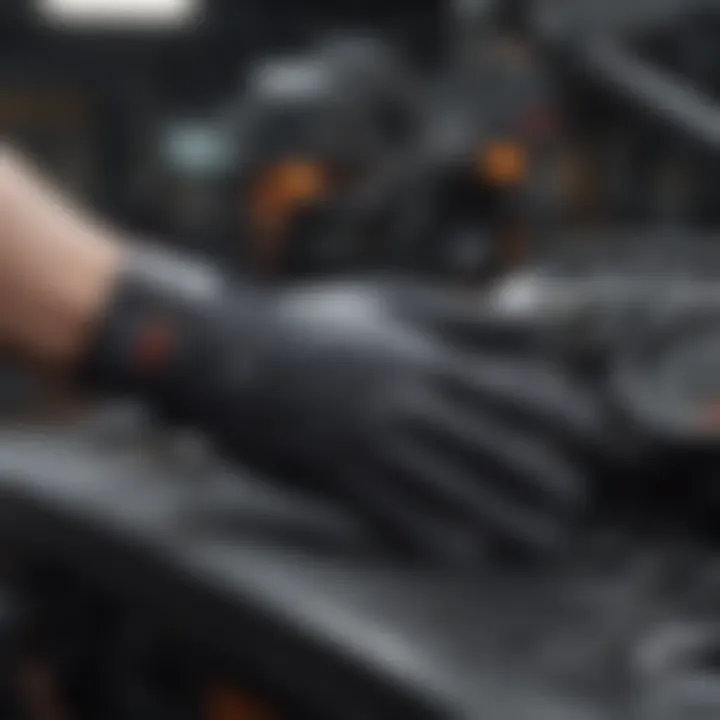 Mechanic gloves showcasing grip and flexibility for automotive tasks.