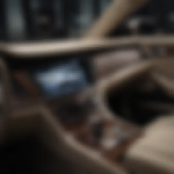 Close-up of the luxurious interior of the Cadillac flagship, highlighting premium materials and advanced technology.