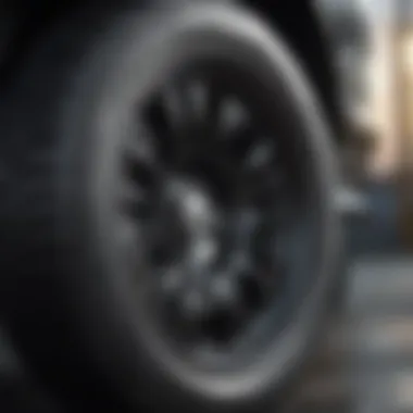 Close-up view of a solid tire showcasing its robust design and texture