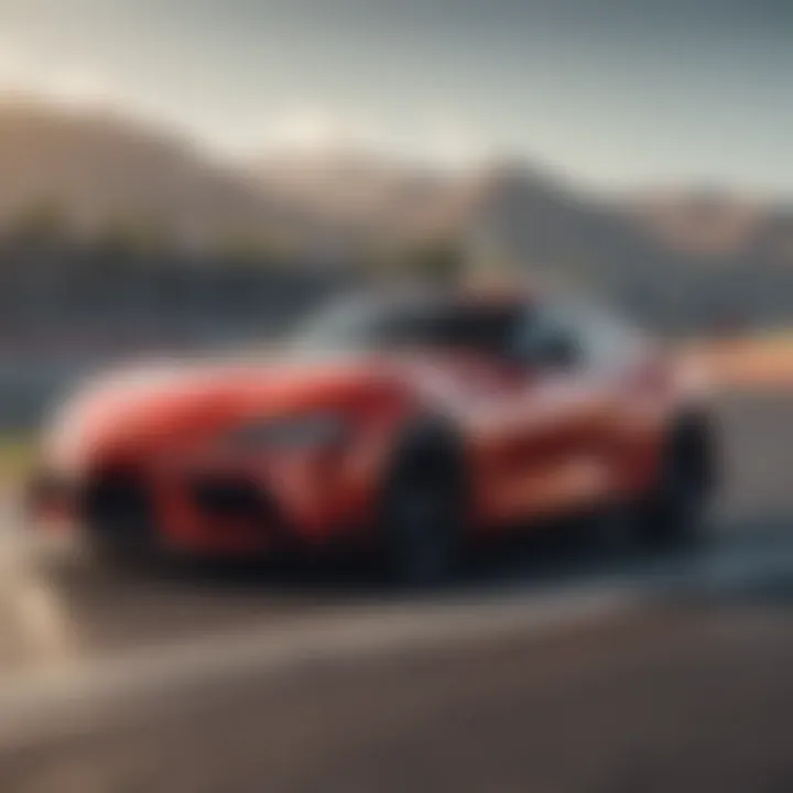 A modern Toyota Supra on a racetrack, highlighting its performance capabilities.