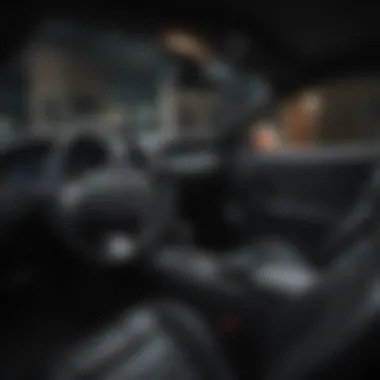 Interior Luxury of Black Mustang Interior view of a black Mustang, emphasizing its luxurious features.