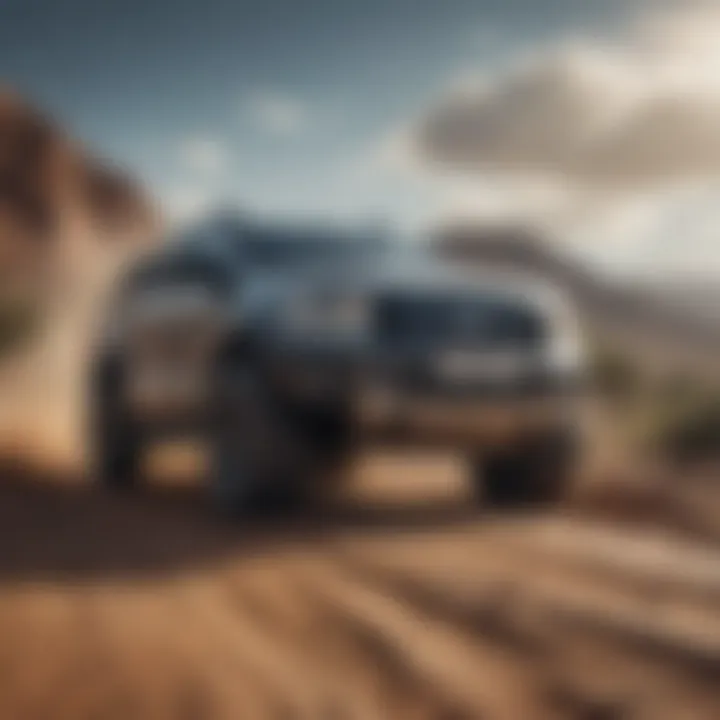 A dynamic driving shot of the Ford Ranger on a challenging terrain, demonstrating its performance capabilities.