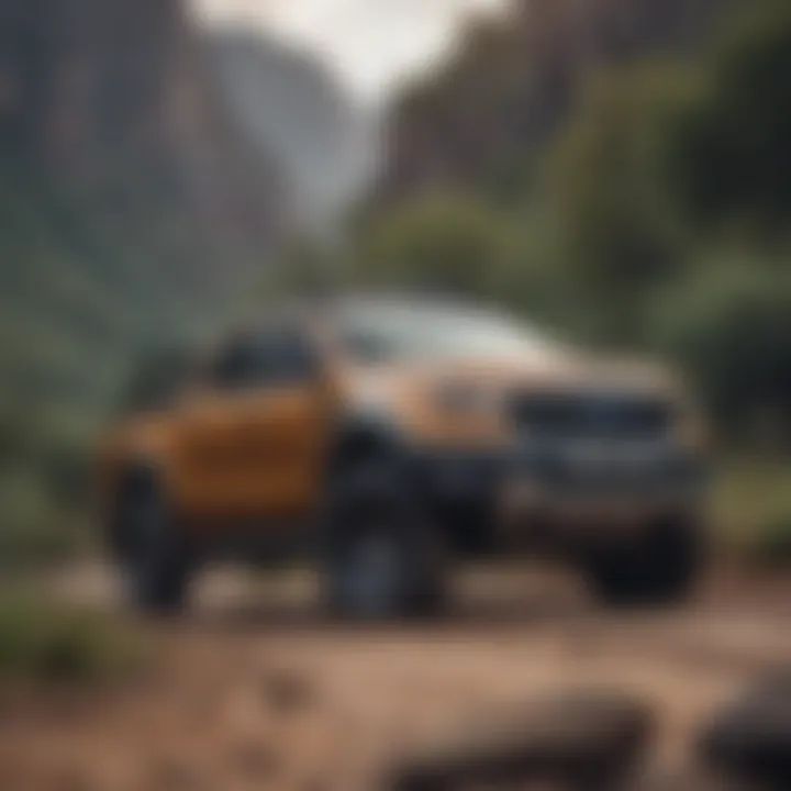 The Ford Ranger parked in a natural landscape, showcasing its rugged design and versatility.