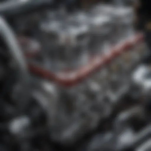 Close-up of classic car engine highlighting leaded fuel components