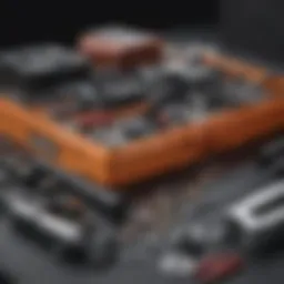 A toolbox with various towing tools laid out for inspection