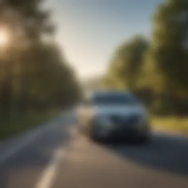 Minivan on a scenic road, representing fuel efficiency and performance