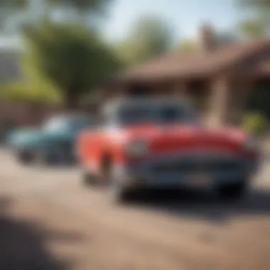 An array of classic vehicles parked in a Tucson neighborhood