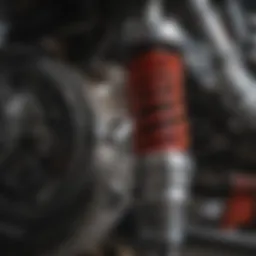 Detailed view of a coilover system installed on a 1991 Mustang