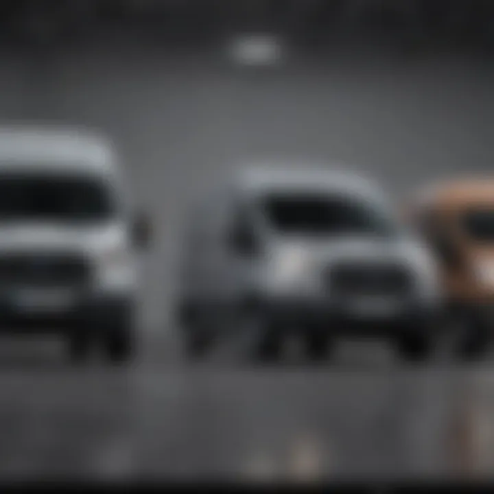 Comparative height chart of different Ford Transit models