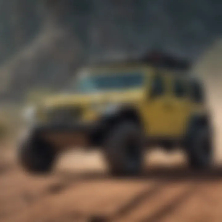 Jeep tackling rugged terrain with bead lock wheels enhancing traction.