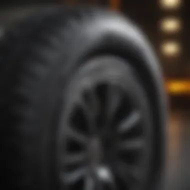 Detailed view of a tire sidewall showcasing load rating specifications