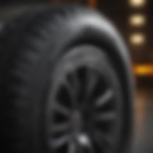 Detailed view of a tire sidewall showcasing load rating specifications