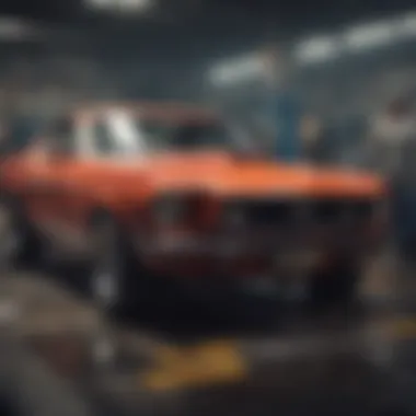 Ford Mustang receiving maintenance check