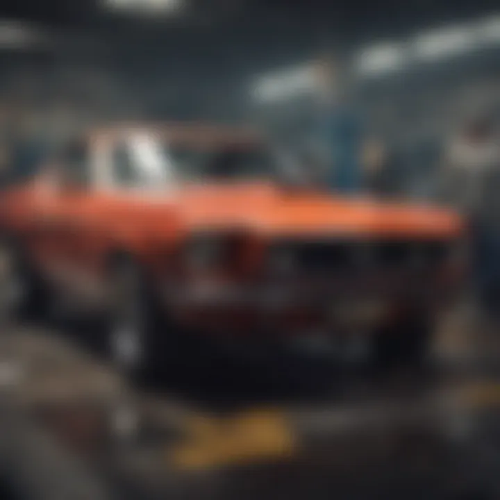 Ford Mustang receiving maintenance check