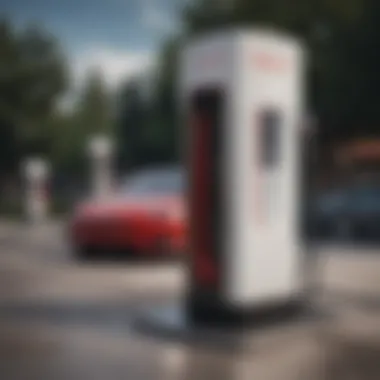 Tesla Supercharger station with multiple charging points