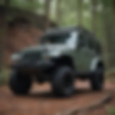 Lifted Jeep securely positioned on jack stands for maintenance