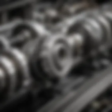 Close-up of camshaft installation in a competitive racing engine